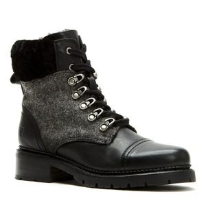Frye Samantha Hiker Fur Combat Boots size 9.5